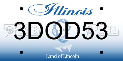 3DOD53 Illinois License Plate