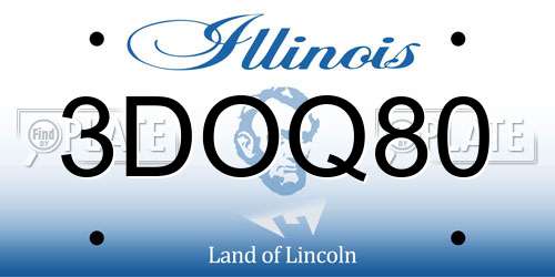 3DOQ80 Illinois License Plate