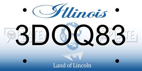 3DOQ83 Illinois License Plate