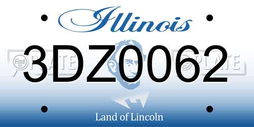 3DZ0062 Illinois License Plate