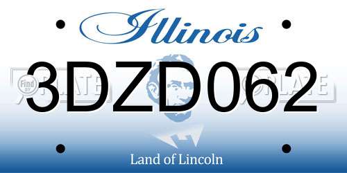 3DZD062 Illinois License Plate