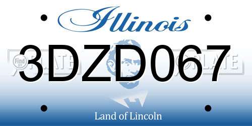 3DZD067 Illinois License Plate