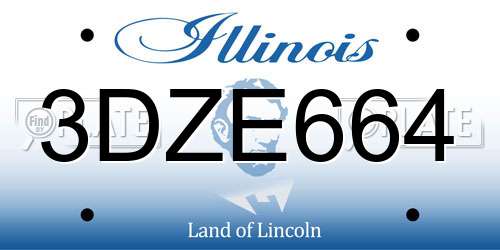 3DZE664 Illinois License Plate