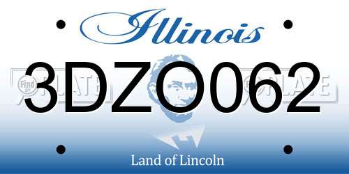 3DZO062 Illinois License Plate