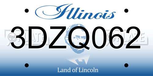 3DZQ062 Illinois License Plate