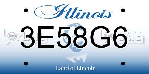 3E58G6 Illinois License Plate