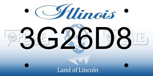 3G26D8 Illinois License Plate