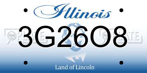 3G26O8 Illinois License Plate