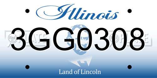3GG0308 Illinois License Plate