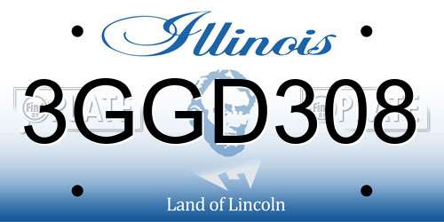 3GGD308 Illinois License Plate