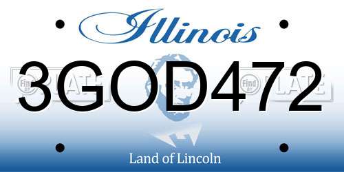 3GOD472 Illinois License Plate