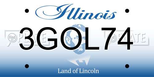 3GOL74 Illinois License Plate