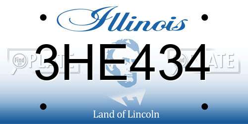 3HE434 Illinois License Plate