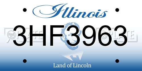3HF3963 Illinois License Plate