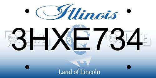 3HXE734 Illinois License Plate