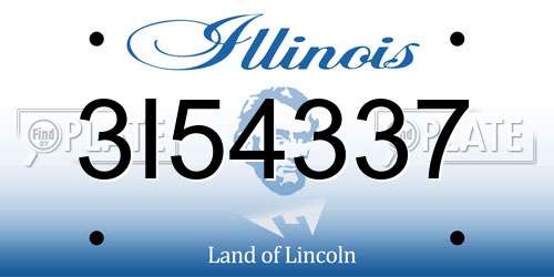 3I54337 Illinois License Plate