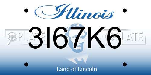 3I67K6 Illinois License Plate