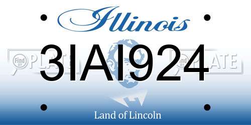 3IAI924 Illinois License Plate