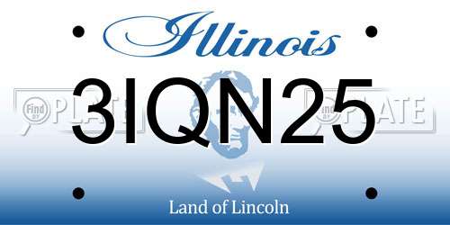3IQN25 Illinois License Plate