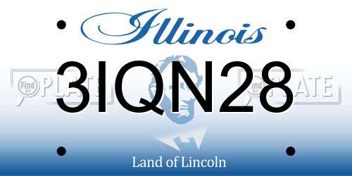 3IQN28 Illinois License Plate