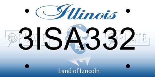 3ISA332 Illinois License Plate