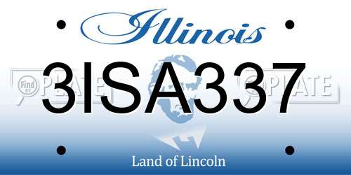 3ISA337 Illinois License Plate