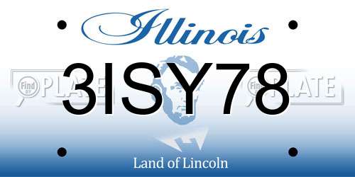 3ISY78 Illinois License Plate