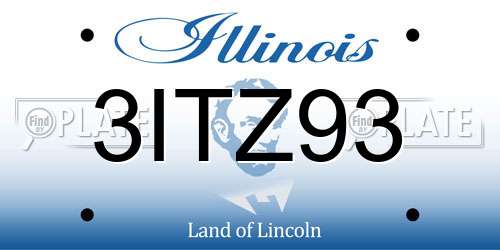3ITZ93 Illinois License Plate