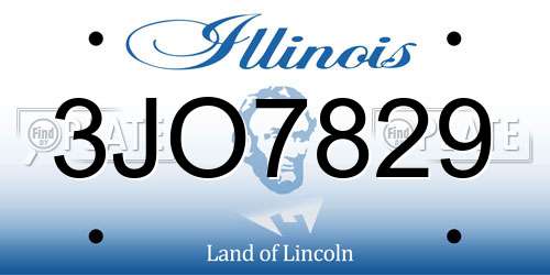 3JO7829 Illinois License Plate