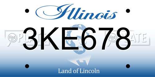 3KE678 Illinois License Plate