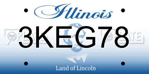 3KEG78 Illinois License Plate