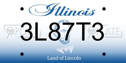 3L87T3 Illinois License Plate