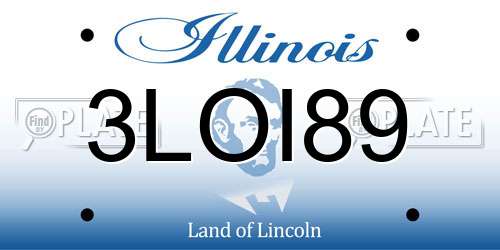 3LOI89 Illinois License Plate