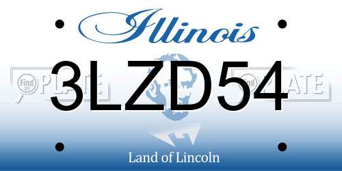 3LZD54 Illinois License Plate