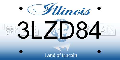 3LZD84 Illinois License Plate
