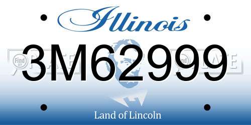 3M62999 Illinois License Plate