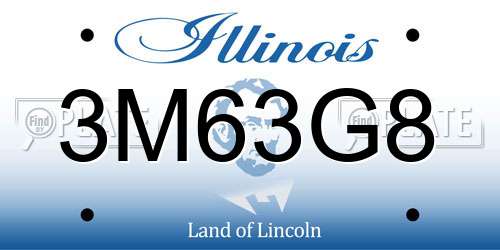 3M63G8 Illinois License Plate