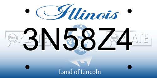 3N58Z4 Illinois License Plate