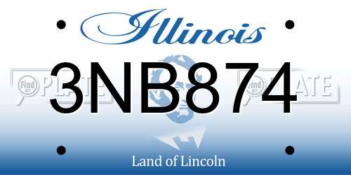 3NB874 Illinois License Plate