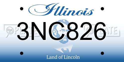3NC826 Illinois License Plate