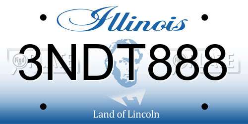 3NDT888 Illinois License Plate