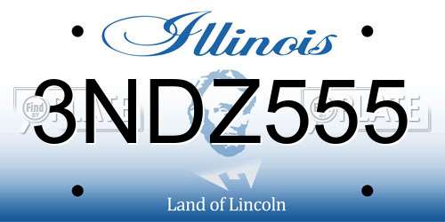 3NDZ555 Illinois License Plate