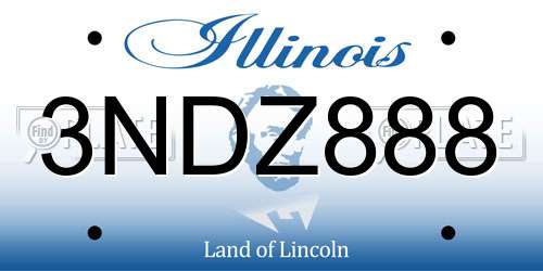 3NDZ888 Illinois License Plate