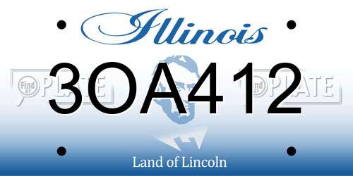 3OA412 Illinois License Plate
