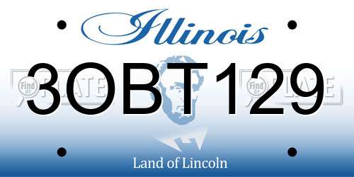 3OBT129 Illinois License Plate