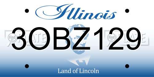 3OBZ129 Illinois License Plate
