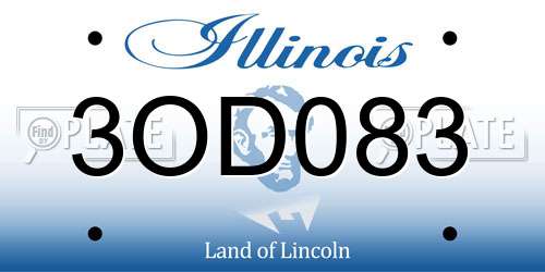 3OD083 Illinois License Plate