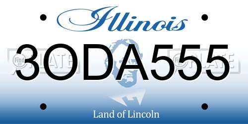3ODA555 Illinois License Plate
