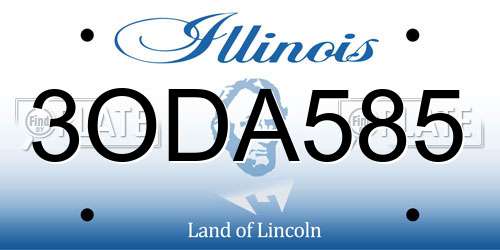 3ODA585 Illinois License Plate
