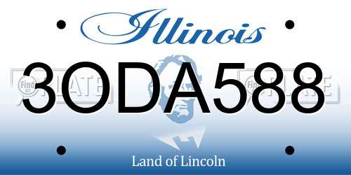 3ODA588 Illinois License Plate